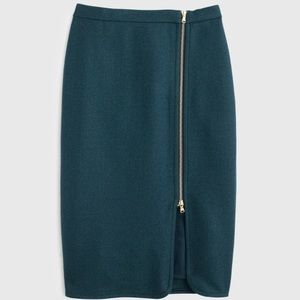 J. Crew Teal Pencil Skirt with Front Zip